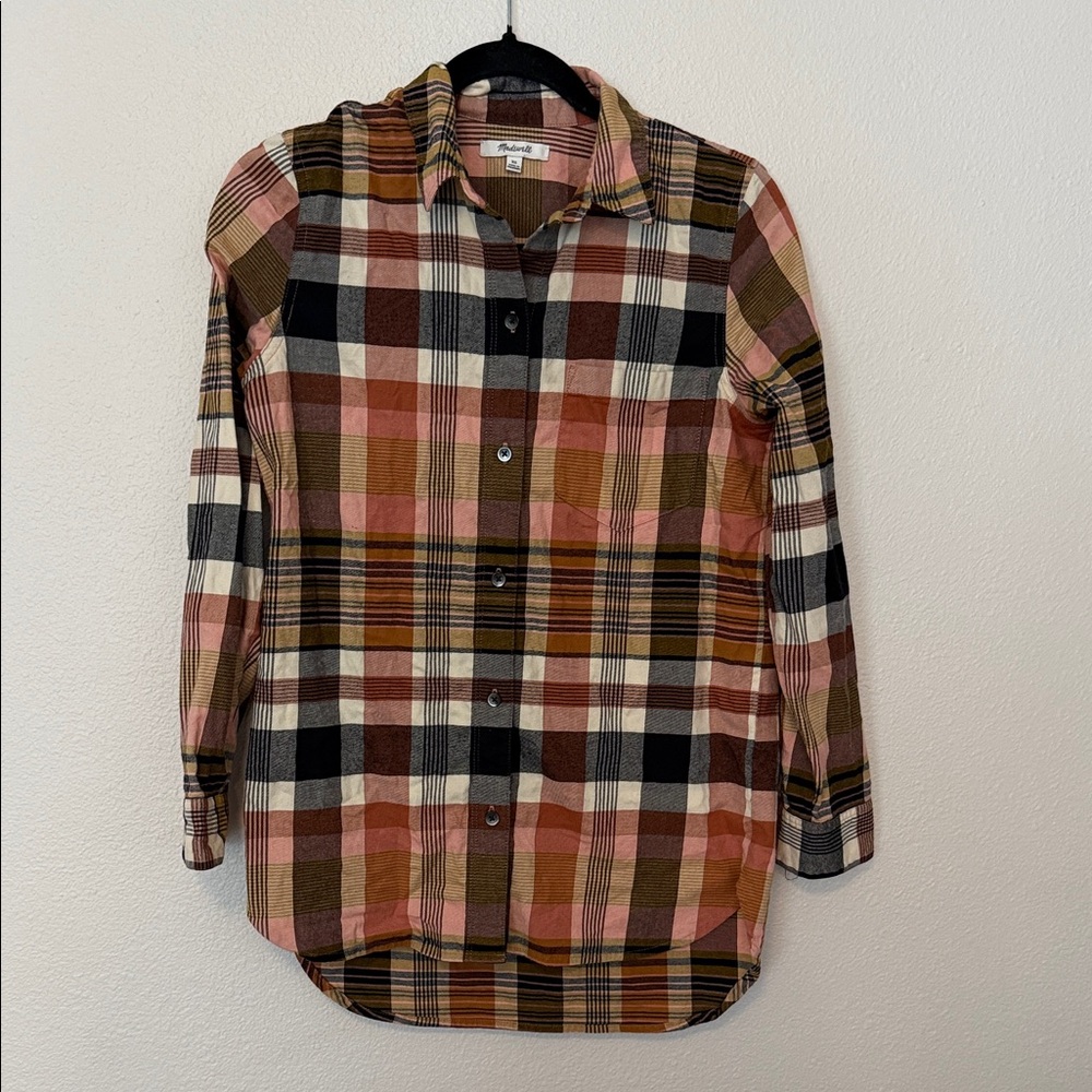 Madewell Checkered Shirt in Pink and Brown